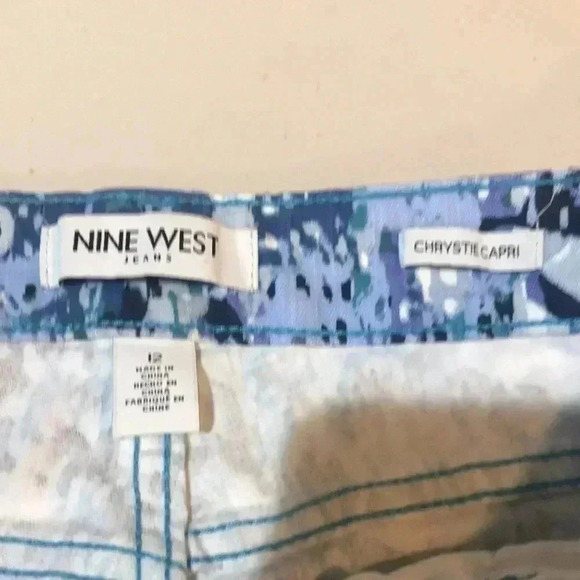 Nine West Christie Capri Denim blue print high rise cuffed jeans size 12 - Picture 7 of 8